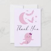 小さなブーかわいい幽霊ハロウィーンの赤ちゃんシャワー サンキューカード (正面)