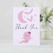 小さなブーかわいい幽霊ハロウィーンの赤ちゃんシャワー サンキューカード (スタンド正面)