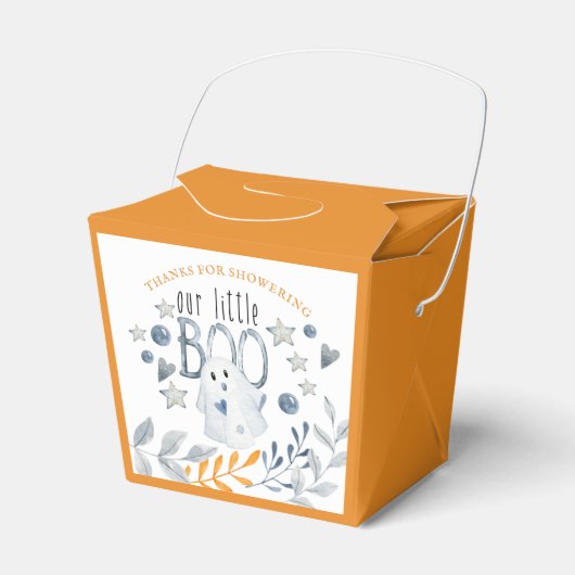 小さなブーかわいい幽霊ハロウィーン赤ちゃんシャワー フェイバーボックス (正面サイド)