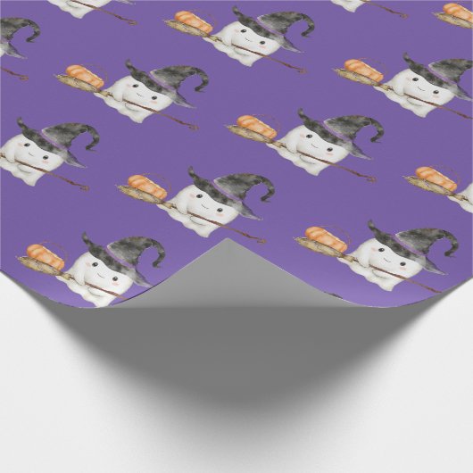 小さなブーかわいい幽霊ハロウィーン赤ちゃんシャワー ラッピングペーパー (角)