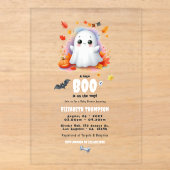 "小さなブーがやってくる" ハロウィンベビーシャワー アクリル招待状 (正面)