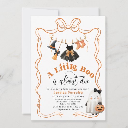 小さなブーがデューボウの洗濯の赤ちゃんシャワー 招待状 (正面)