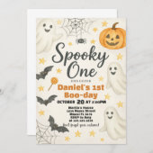 小さなブーが回っている | 誕生日ハロウィーン 招待状 (正面/裏面)