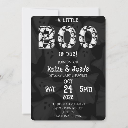 小さなブーが幽霊赤ちゃんシャワー招待状 招待状 (正面)