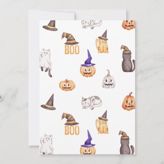 小さなブーが1つ、ハロウィーンの誕生日、男の子を変える 招待状 (裏面)