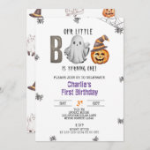 小さなブーが1つ、ハロウィーンの誕生日、男の子を変える 招待状 (正面/裏面)