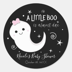 小さなブーちゃんの女の子のおばけのハロウィンベビーシャワー ラウンドシール