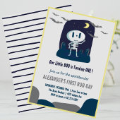 小さなブーのスケルトンかわいいハロウィーン1st誕生日 招待状