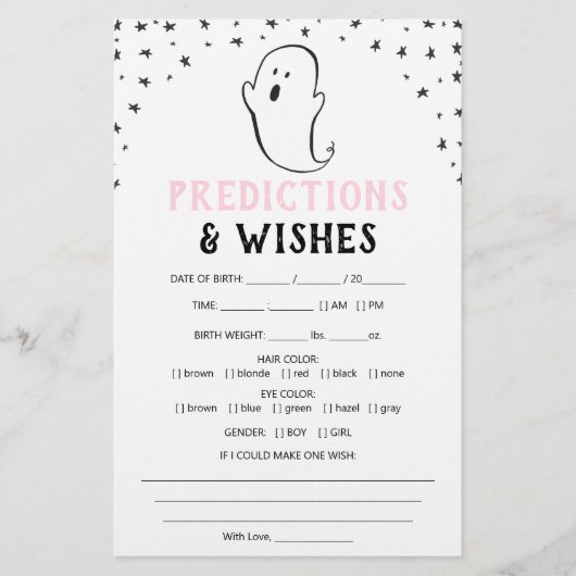 小さなブーのハロウィーンの赤ちゃんシャワーゲーム予測 (正面)