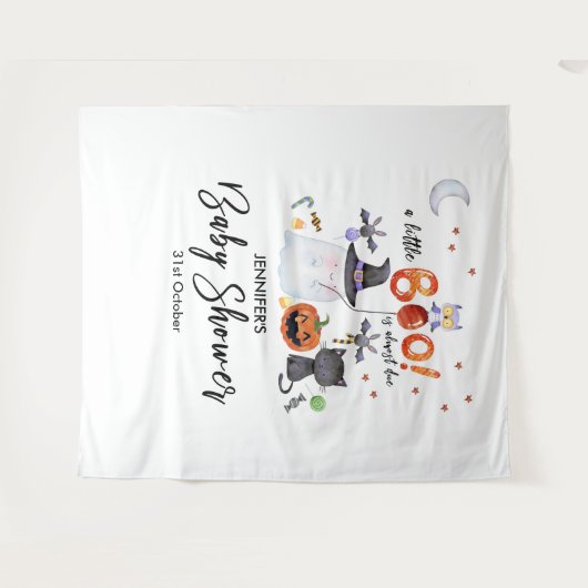 小さなブーのハロウィーンの赤ちゃんシャワー背景 タペストリー (正面(横))