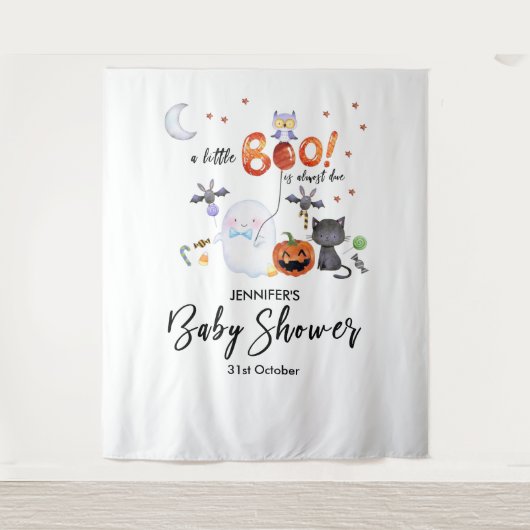 小さなブーのハロウィーンの赤ちゃんシャワー背景 タペストリー (正面)