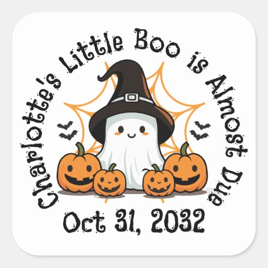 小さなブーのハロウィーンの赤ちゃんシャワー スクエアシール (正面)