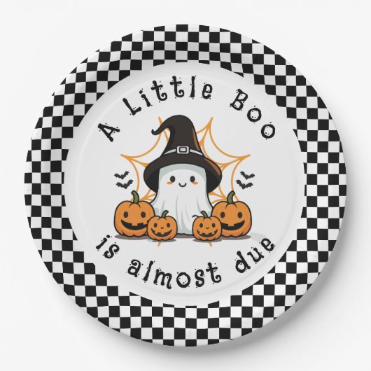 小さなブーのハロウィーンの赤ちゃんシャワー ペーパープレート (正面)