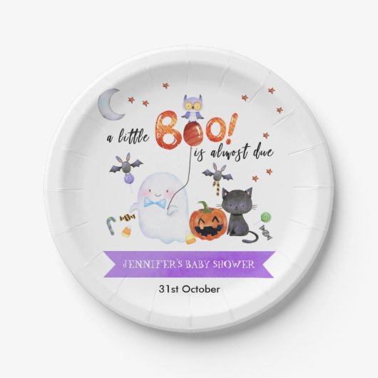 小さなブーのハロウィーンの赤ちゃんシャワー ペーパープレート (正面)