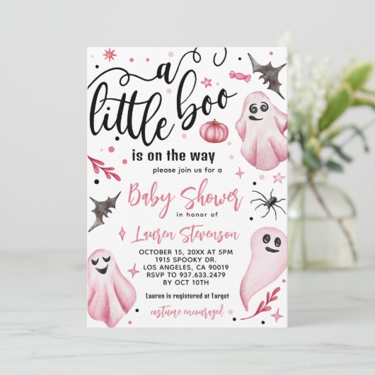 小さなブーのハロウィーンの赤ちゃんシャワー 招待状 (スタンド正面)