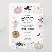 小さなブーのハロウィーンの赤ちゃんシャワー 招待状 (正面/裏面)