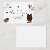 小さなブーのハロウィーンの黒猫 ノートカード (正面/裏面)