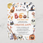 小さなブーのハロウィーンカボチャの赤ちゃんシャワー 招待状 (正面/裏面)