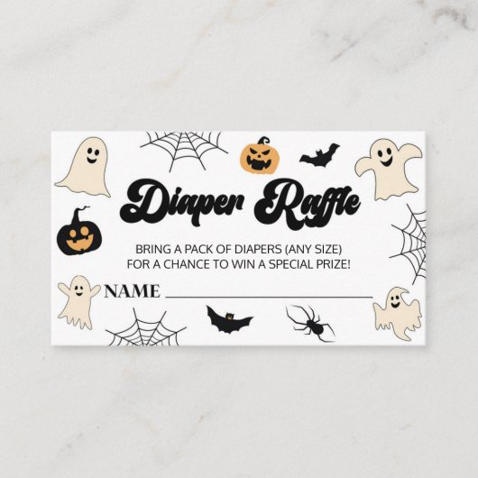 小さなブーのハロウィーン赤ちゃんシャワーおむつラッフル エンクロージャーカード (正面)