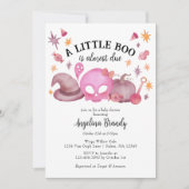 小さなブーのピンクのハロウィンガーリーの赤ちゃんシャワー 招待状 (正面)