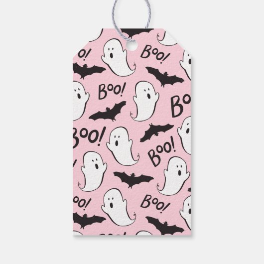 小さなブーのピンクの赤ちゃんシャワーのお願い ギフトタグ (裏面)