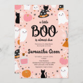 小さなブーの赤ちゃんシャワーをピンク色に塗る 招待状 (正面/裏面)