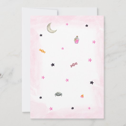 小さなブーの赤ちゃんシャワーをピンク色に塗る 招待状 (裏面)