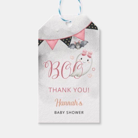 小さなブーはほとんどデューガールベイビーシャワーの好意 ギフトタグ (正面)