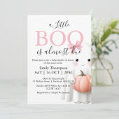 小さなブーはほとんどデューガールベイビーシャワーピンク 招待状 (スタンド正面)