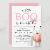 小さなブーはほとんどデューガールベイビーシャワーピンク 招待状 (正面/裏面)