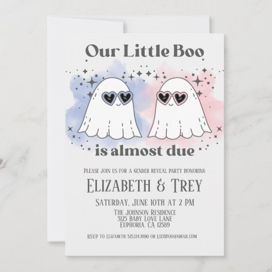 小さなブーはほとんどハロウィーンのジェンダーの明け 招待状 (正面)