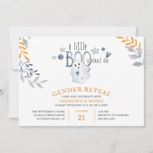 小さなブーはほとんどハロウィーンのジェンダーの明け 招待状 (正面)