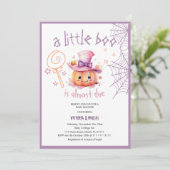 小さなブーはほとんどハロウィーンの女の子シャワー 招待状 (スタンド正面)