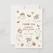 小さなブーはほとんどハロウィーンの赤ちゃんシャワー サンキューカード (正面)