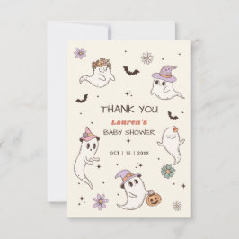 小さなブーはほとんどハロウィーンの赤ちゃんシャワー サンキューカード
