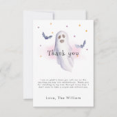 小さなブーはほとんどハロウィーンの赤ちゃんシャワー サンキューカード (正面)