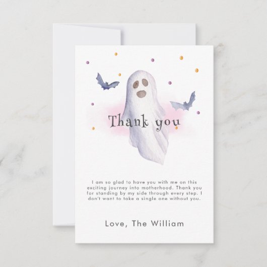 小さなブーはほとんどハロウィーンの赤ちゃんシャワー サンキューカード (正面)