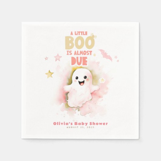 小さなブーはほとんどハロウィーンの赤ちゃんシャワー スタンダードカクテルナプキン (正面)