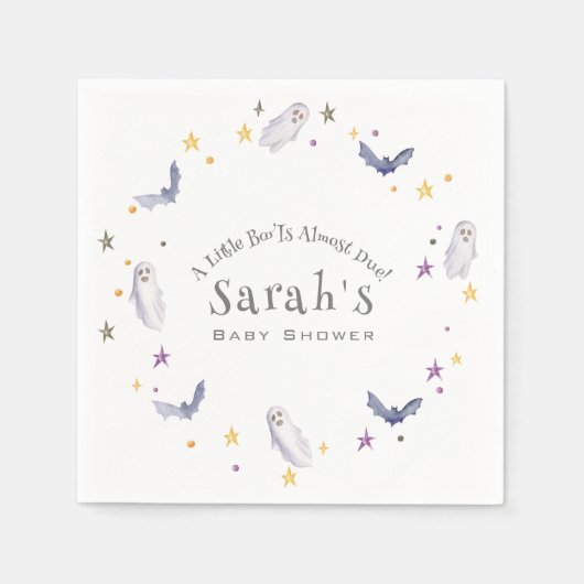 小さなブーはほとんどハロウィーンの赤ちゃんシャワー スタンダードカクテルナプキン (正面)
