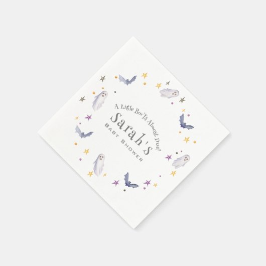 小さなブーはほとんどハロウィーンの赤ちゃんシャワー スタンダードカクテルナプキン (角)