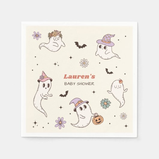 小さなブーはほとんどハロウィーンの赤ちゃんシャワー スタンダードカクテルナプキン (正面)