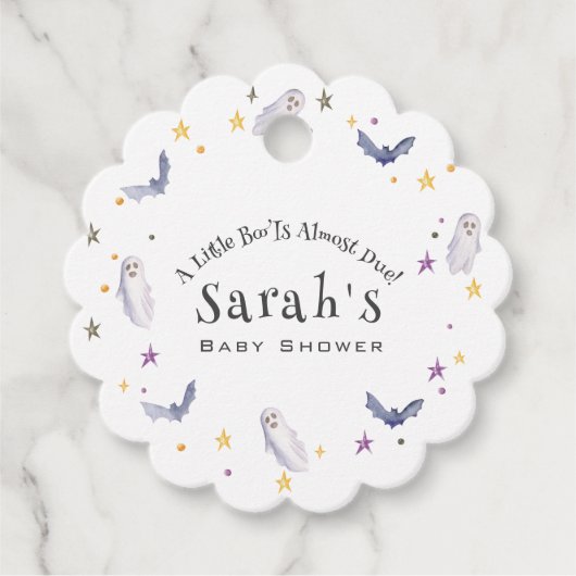 小さなブーはほとんどハロウィーンの赤ちゃんシャワー フェイバータグ (正面)