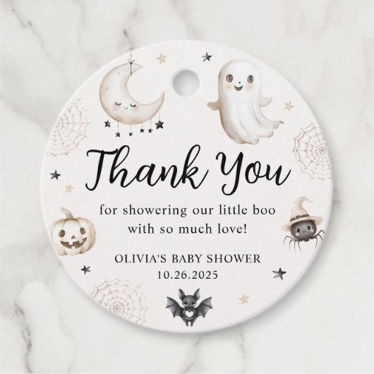 小さなブーはほとんどハロウィーンの赤ちゃんシャワー フェイバータグ (正面)