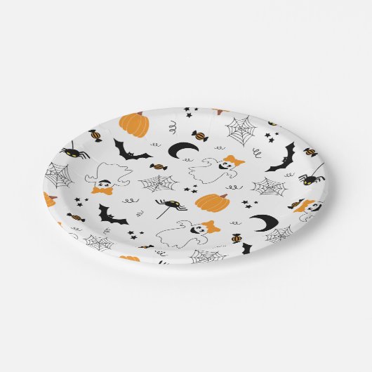 小さなブーはほとんどハロウィーンの赤ちゃんシャワー ペーパープレート (アングル)