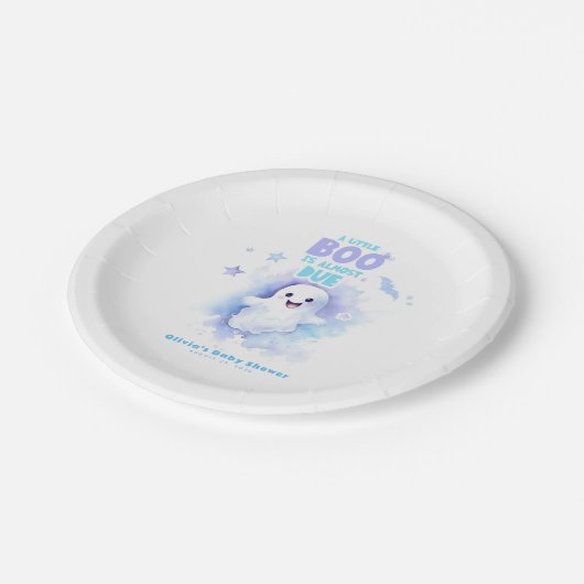 小さなブーはほとんどハロウィーンの赤ちゃんシャワー ペーパープレート (アングル)