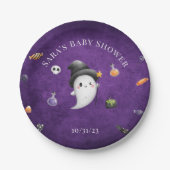 小さなブーはほとんどハロウィーンの赤ちゃんシャワー ペーパープレート (正面)