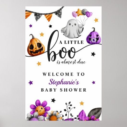 小さなブーはほとんどハロウィーンの赤ちゃんシャワー ポスター (正面)