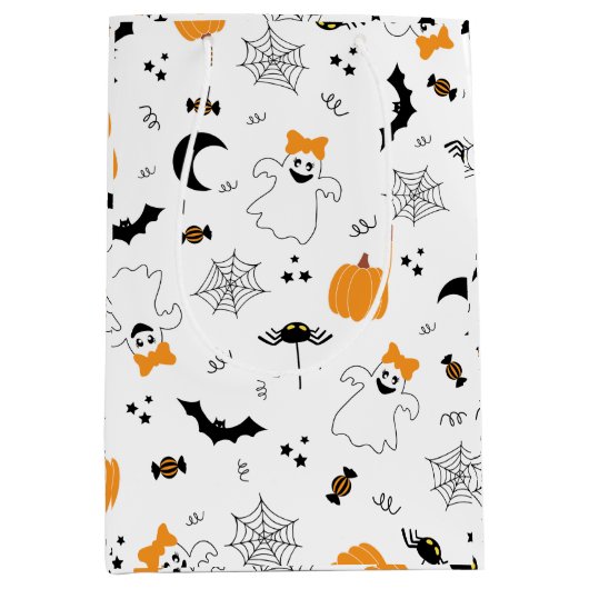 小さなブーはほとんどハロウィーンの赤ちゃんシャワー ミディアムペーパーバッグ (正面)