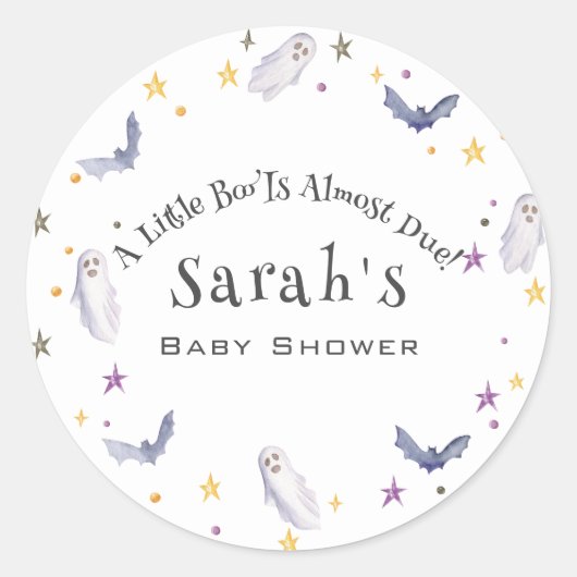 小さなブーはほとんどハロウィーンの赤ちゃんシャワー ラウンドシール (正面)