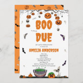 小さなブーはほとんどハロウィーンの赤ちゃんシャワー 招待状 (正面/裏面)